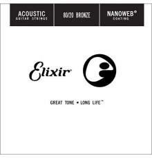 Elixir 15127 Nanoweb Отдельная струна для акустической гитары, бронза 80/20, .027