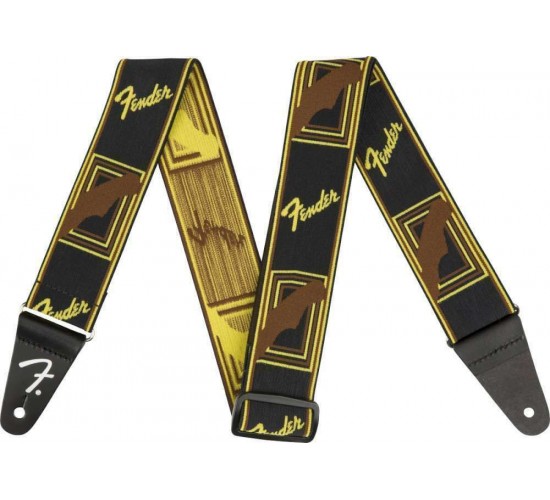 Fender Weighless 2` Monogrammed Strap Black/Brown/Yellow гитарный ремень, черный