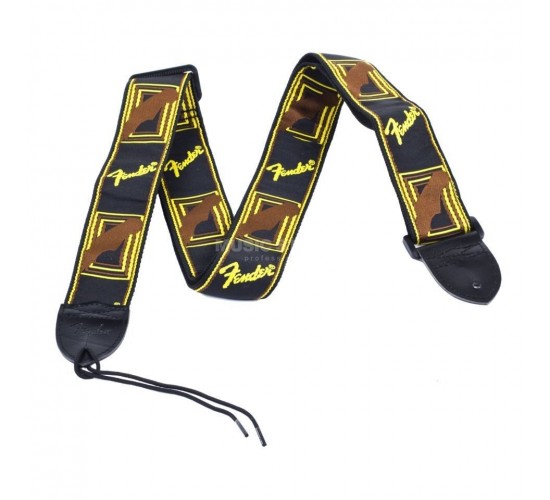 Fender 2` Monogrammed Black/Yellow/Brown Logo ремень для гитары