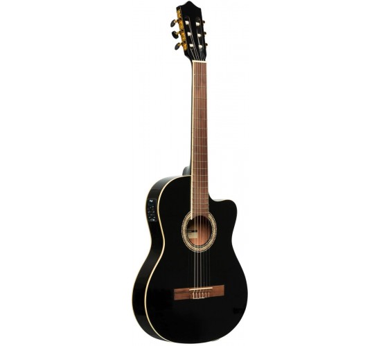 Stagg SCL60 TCE-BLK электроакустическая классическая гитара с вырезом, цвет черный