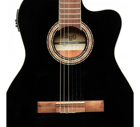 Stagg SCL60 TCE-BLK электроакустическая классическая гитара с вырезом, цвет черный