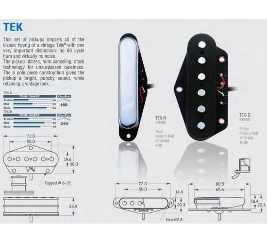 Roswell TEK-N-CR хамкэнселлер для Telecaster, Alnico 5, нековый