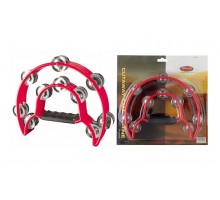 Stagg TAB-1 RD Полукруглый тамбурин с ручкой, 2 контура, 20 колокольчиков, цвет: красный