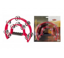 Stagg TAB-1 RD Полукруглый тамбурин с ручкой, 2 контура, 20 колокольчиков, цвет: красный
