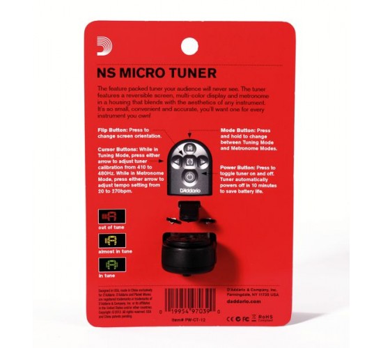 Planet Waves PW-CT-12 NS Mini Headstock Тюнер на прищепке