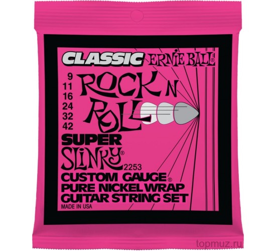 Ernie Ball 2253 струны для эл.гитары Classic Pure Nickel Super Slinky (9-11-16-24w-32-42)