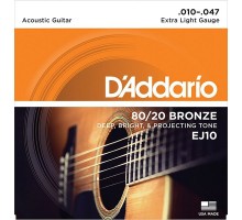 D'Addario EJ10 BRONZE 80/20 Струны для акустической гитары бронза Extra Light 10-47