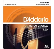 D'Addario EJ10 BRONZE 80/20 Струны для акустической гитары бронза Extra Light 10-47