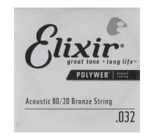 Elixir 13132 POLYWEB Отдельная струна для акустической гитары, бронза 80/20, .032