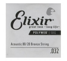 Elixir 13132 POLYWEB Отдельная струна для акустической гитары, бронза 80/20, .032