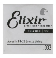 Elixir 13132 POLYWEB Отдельная струна для акустической гитары, бронза 80/20, .032