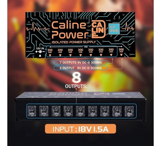 Caline CP-205 Multi-Output Power Supply блок питания для гитарных эффектов на 8 выходов