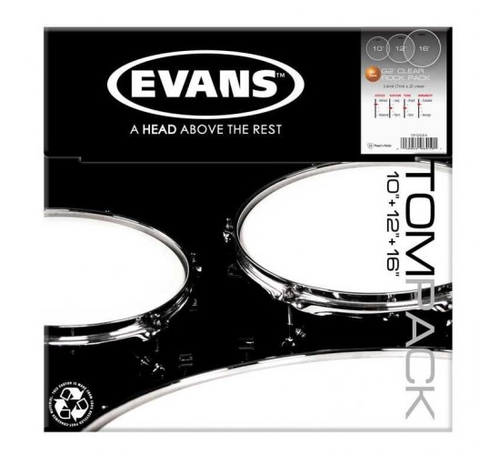 Evans ETP-G2CLR-R Clear Rock Набор пластика для том барабана, 10«/12»/16"