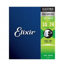 Elixir 19062 Optiweb Комплект струн для 8-струнной электрогитары, никелированная сталь, Light 10-74