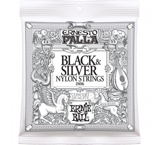 Ernie Ball 2406 струны для классической гитары. Ernesto Palla черный нейлон, посеребренная оплетка