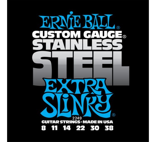 Ernie Ball 2249 струны для эл.гитары Stainless Steel Extra Slinky (8-11-14-22w-30-38)