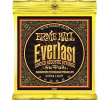 Ernie Ball 2560 струны для акуст.гитары Everlast Coated 80/20 Bronze Extra Light (10-14-20w-28-40-50) бронза с нанонапылением