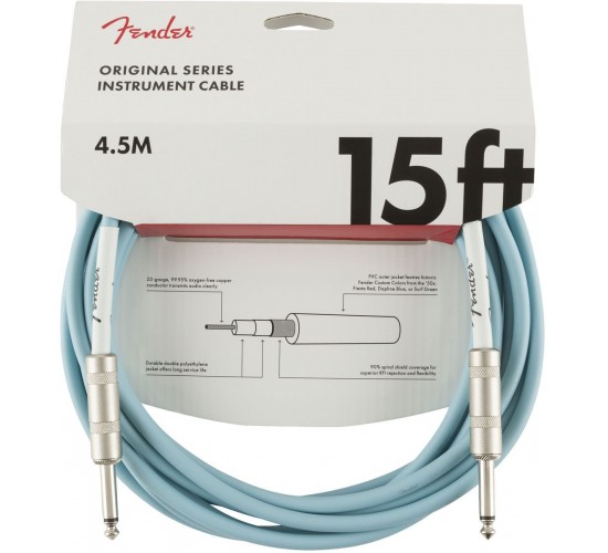 Fender 15 Original Instr. Cable DBL Daphne Blue инструментальный кабель, синий, длина 4.5м