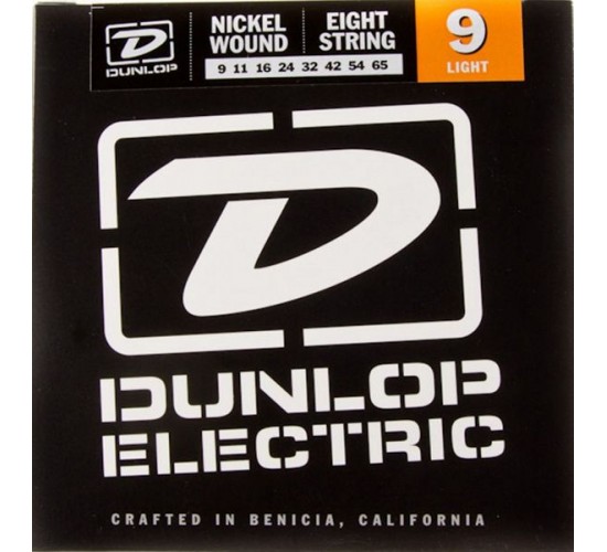 Dunlop DEN0965 комплект струн для 8-струнной электрогитары, никелированные, Light, 9-65