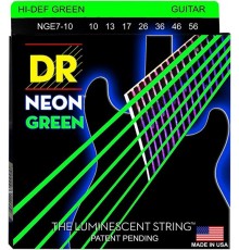 DR NGE7-10 Комплект струн для 7-струнной электрогитары Neon Green , никелированные, с покр., 10-56