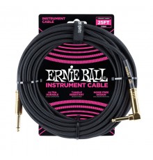 Ernie Ball 6058 кабель инструментальный, прямой / угловой джеки, длина 7,62м, цвет чёрный.