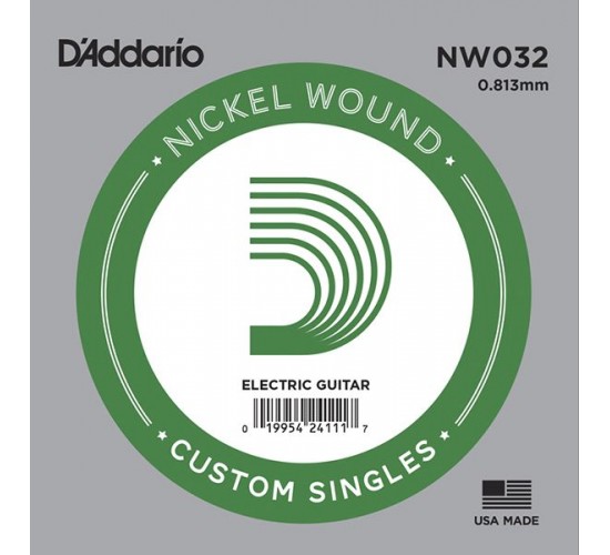 D'Addario NW032 Nickel Wound Отдельная струна для электрогитары, .032