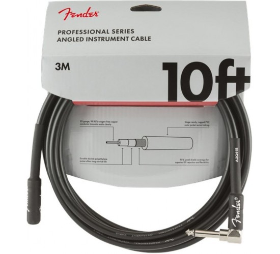 Fender 10' Professional Angle INST CBL BLK инструментальный кабель, черный, длина 3м, прям/углов.