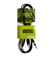 NordFolk NYC001 1.5M кабель Minijack stereo - 2 x Jack mono, литые разъёмы, 1.5 м.