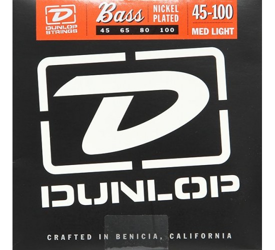 Dunlop DBN45100 Комплект струн для бас-гитары, никелированные, Medium Light, 45-100