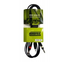 NordFolk YC001 3M кабель Minijack stereo - 2 x Jack mono, литые разъёмы, 3 м.