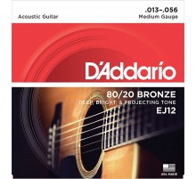 D'Addario EJ12 BRONZE 80/20 Струны для акустической гитары бронза Medium 13-56
