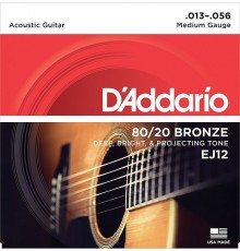 D'Addario EJ12 BRONZE 80/20 Струны для акустической гитары бронза Medium 13-56