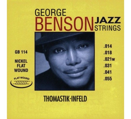 Thomastik GB114 George Benson Jazz Комплект струн для акустической гитары, плоская оплетка, 14-55