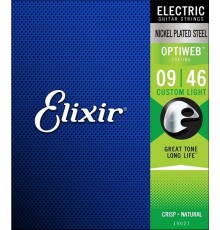 Elixir 19027 Optiweb Комплект струн для электрогитары, никелированная сталь, Custom Light 9-46