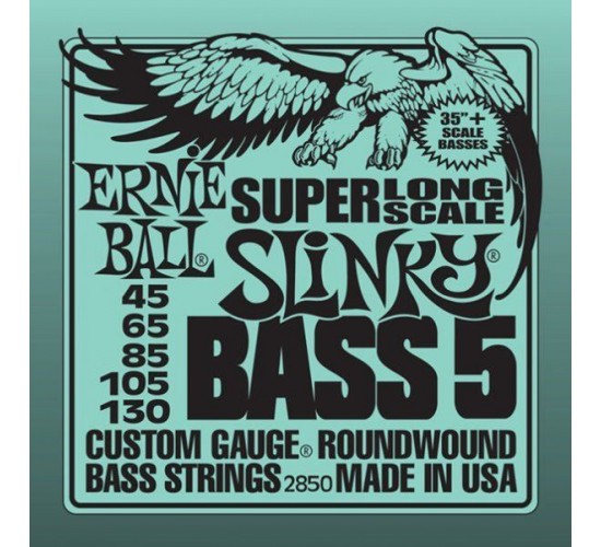 Ernie Ball 2850 струны для 5-cтрунной бас-гитары Nickel Wound Bass Super Long Scale Slinky 45-130