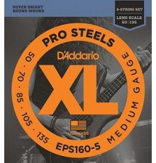 D'Addario EPS160-5 ProSteels Комплект струн для 5-струнной бас-гитары, Medium, 50-135, Long Scale