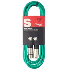 Stagg SMC3 CGR микрофонный шнур, xlr-xlr, длина 3 метра, цвет зеленый