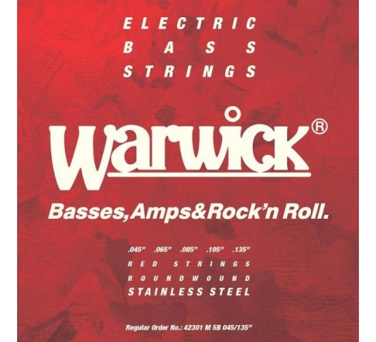 Warwick 42301M струны для 5-струнного баса Red Label 45-135, сталь