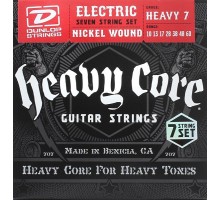 Dunlop DHCN1060-7 Heavy Core Комплект струн для 7-струнной электрогитары, никелированные, 10-60