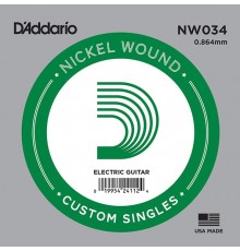 D'Addario NW034 Nickel Wound Отдельная струна для электрогитары, никелированная, .034