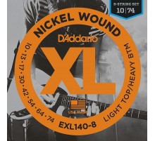 D'Addario EXL140-8 NICKEL WOUND Струны для 8-струнной электро-гитары Light/Heavy 10-74