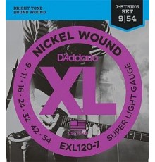 D`Addario EXL120-7 XL NICKEL WOUND Струны для 7-струнной электрогитары Super Light 7-String 9-52 EXL120-7