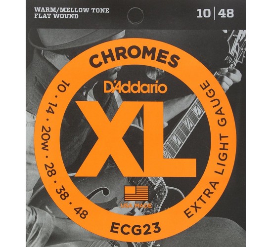 D'Addario ECG23 Chromes Flat Wound Комплект струн для электрогитары, Extra Light, 10-48.
