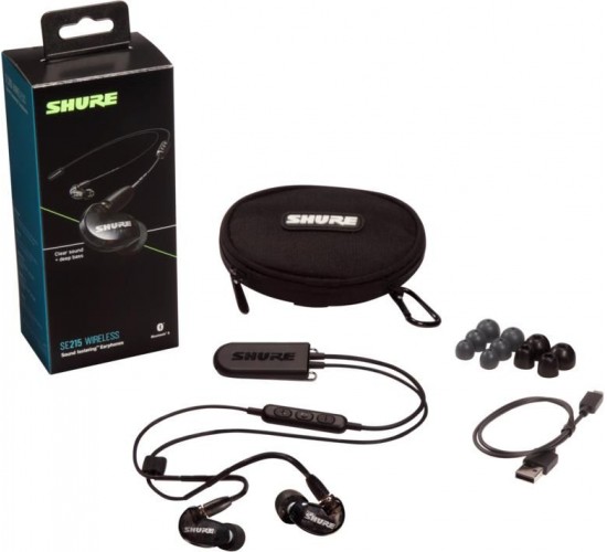 Shure SE215-K+BT2-EFS беспроводные внутриканальные Bluetooth наушники с одним динамическим драйвером, прозрачные черные