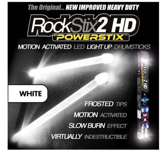 Rockstix 2 HD White светящиеся барабанные палочки, белые