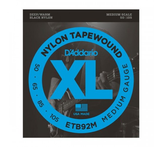 D'Addario ETB92M Tapewound комплект струн для бас-гитары, Medium, 50-105, Medium Scale
