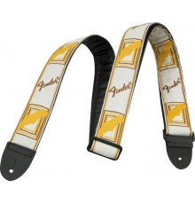 Fender 2` Monogrammed White/Brown/Yellow ремень для гитары белый с коричневым логотипом Fender