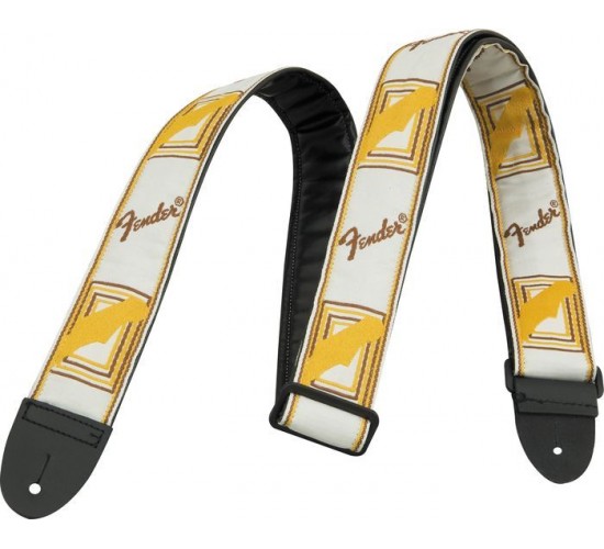 Fender 2` Monogrammed White/Brown/Yellow ремень для гитары белый с коричневым логотипом Fender