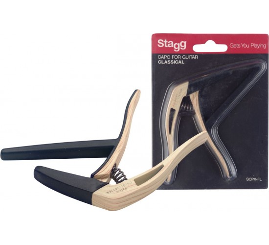 Stagg SCPX-FL CLWOOD Каподастр для классической гитары, светлое дерево