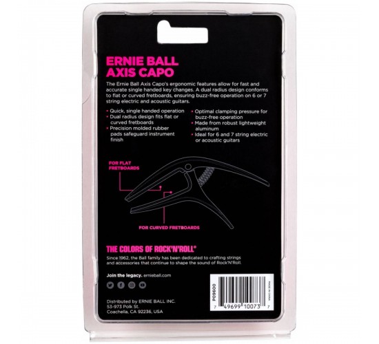 Ernie Ball 9600 Каподастр Axis, универсальный, пружинный, цвет черный